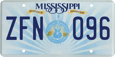 MS license plate ZFN096