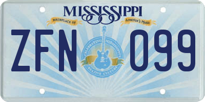 MS license plate ZFN099