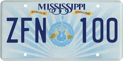 MS license plate ZFN100