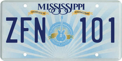 MS license plate ZFN101