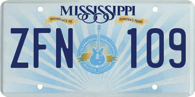MS license plate ZFN109