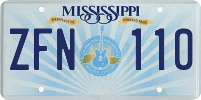 MS license plate ZFN110