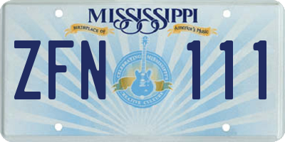 MS license plate ZFN111