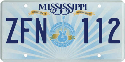 MS license plate ZFN112
