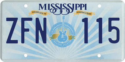 MS license plate ZFN115