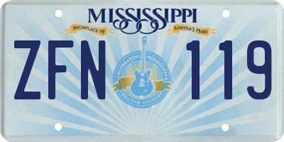 MS license plate ZFN119