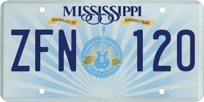 MS license plate ZFN120