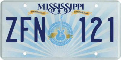 MS license plate ZFN121