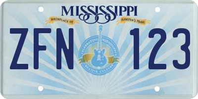 MS license plate ZFN123