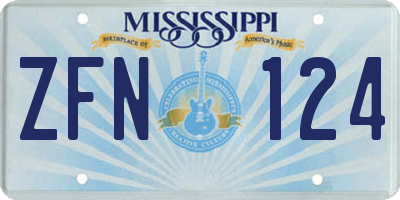 MS license plate ZFN124