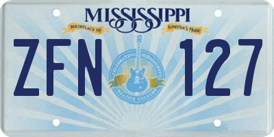 MS license plate ZFN127