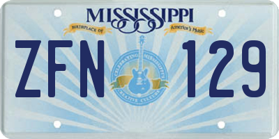 MS license plate ZFN129