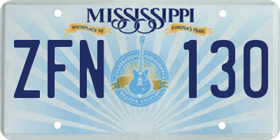 MS license plate ZFN130