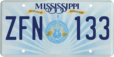 MS license plate ZFN133