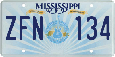 MS license plate ZFN134