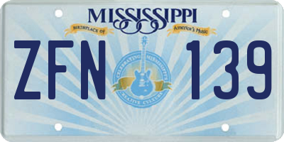 MS license plate ZFN139