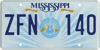 MS license plate ZFN140