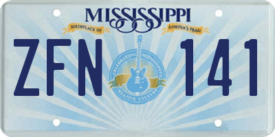 MS license plate ZFN141
