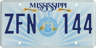 MS license plate ZFN144