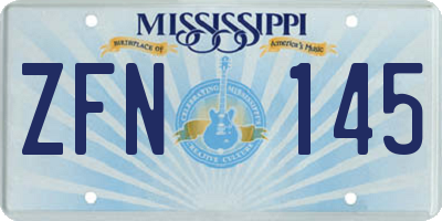 MS license plate ZFN145