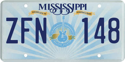 MS license plate ZFN148