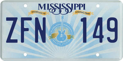 MS license plate ZFN149