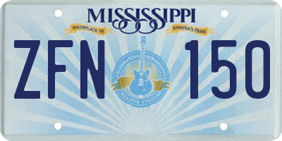 MS license plate ZFN150