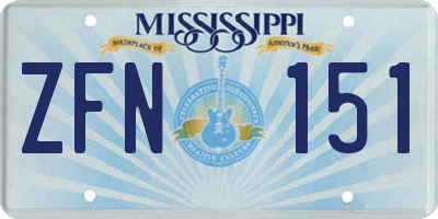 MS license plate ZFN151
