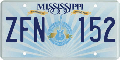 MS license plate ZFN152