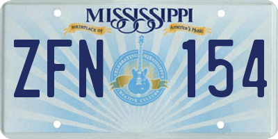 MS license plate ZFN154