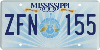 MS license plate ZFN155