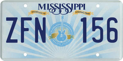 MS license plate ZFN156