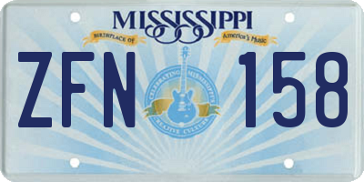 MS license plate ZFN158