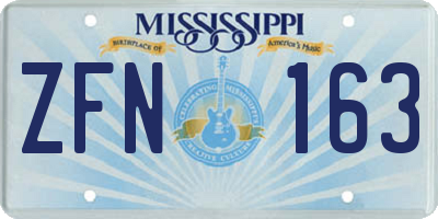 MS license plate ZFN163