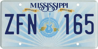 MS license plate ZFN165