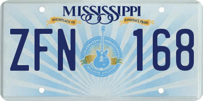 MS license plate ZFN168