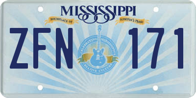 MS license plate ZFN171