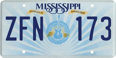 MS license plate ZFN173