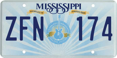 MS license plate ZFN174