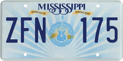 MS license plate ZFN175