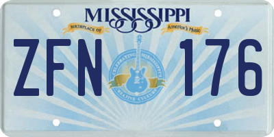 MS license plate ZFN176