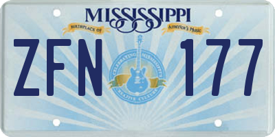 MS license plate ZFN177