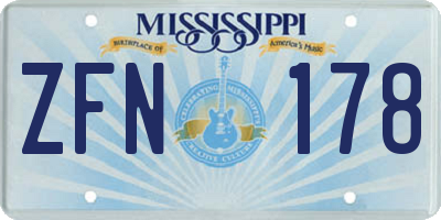 MS license plate ZFN178