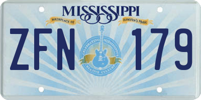 MS license plate ZFN179