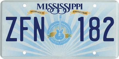 MS license plate ZFN182