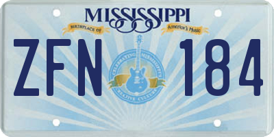 MS license plate ZFN184