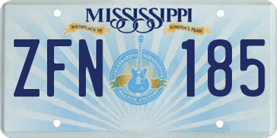 MS license plate ZFN185