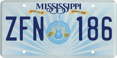 MS license plate ZFN186