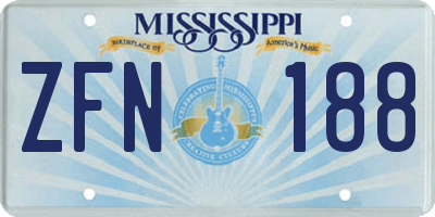 MS license plate ZFN188