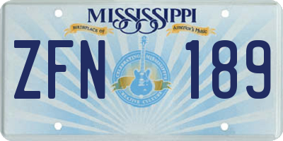 MS license plate ZFN189